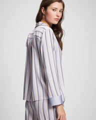 Long-Sleeve Notch Collar - RELAX STRIPE BLUE OPAL | Soma Women