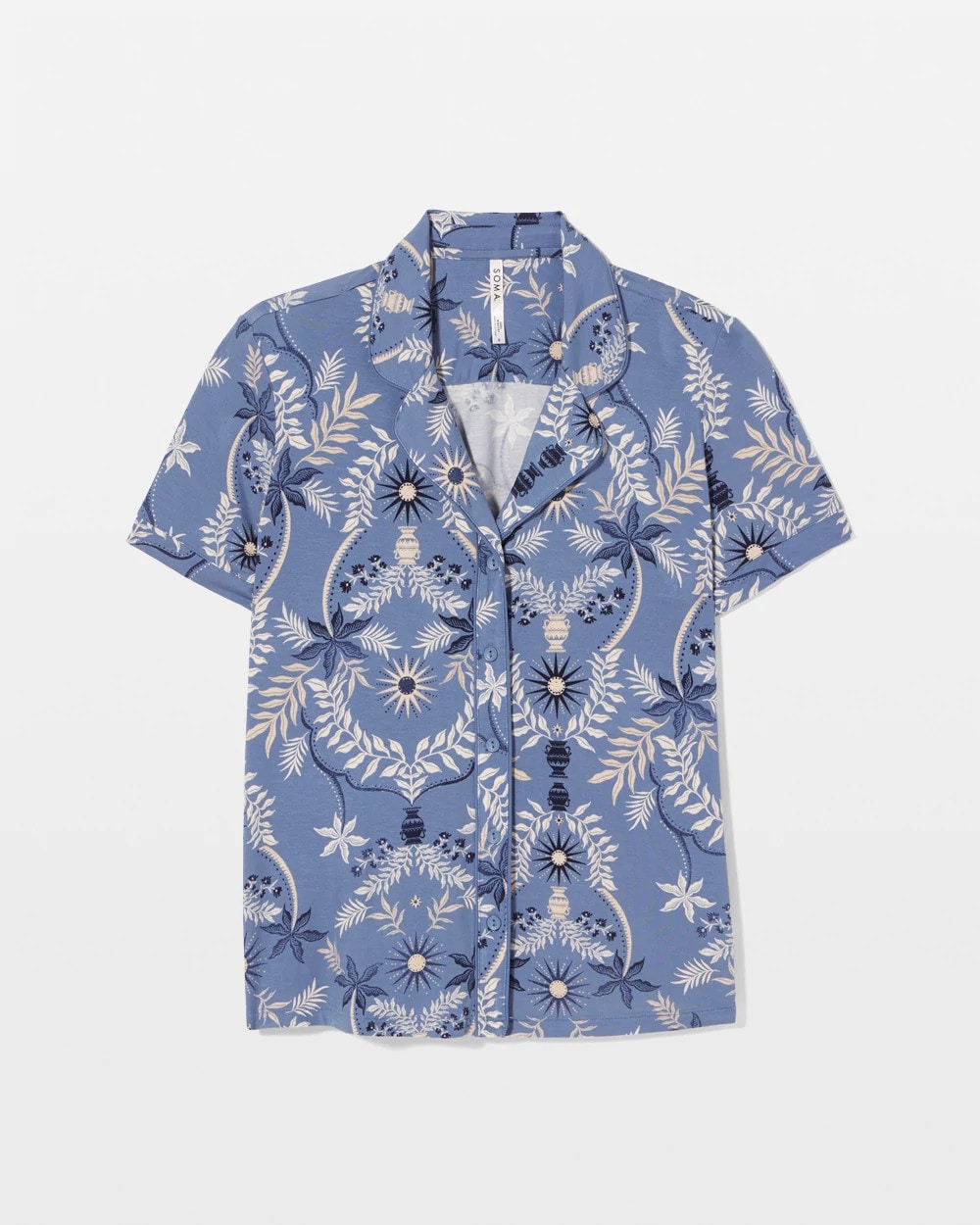 Short Sleeve Notch Collar Pajama Top - BOTANICAL TILE SUNDOWN | Soma Women