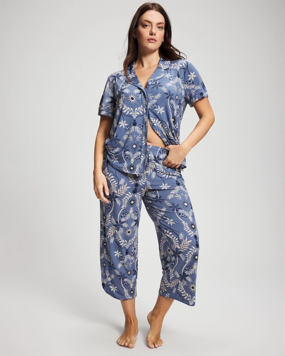 Piped Crop Pajama Pants - BOTANICAL TILE SUNDOWN | Soma Women