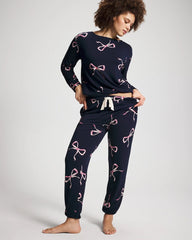 Banded Ankle Pajama Pant - BELOVED BOWS GRAND NAVY | Soma Women