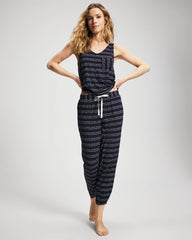 Banded Ankle Pajama Pant - BOHO STRIPE NAVY | Soma Women