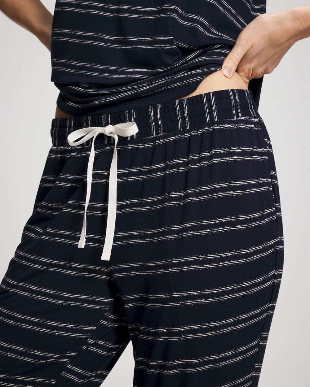 Banded Ankle Pajama Pant - BOHO STRIPE NAVY | Soma Women