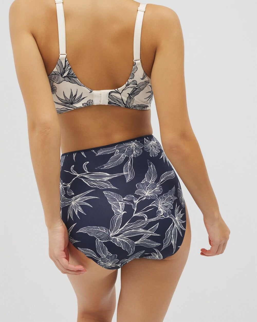 High-Waist Brief Panty - PLUMERIA BLOOMS NAVY CH | Soma Women