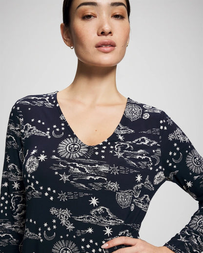 Long-Sleeve Sleepshirt - COSMIC BALLET NAVY | Soma Women