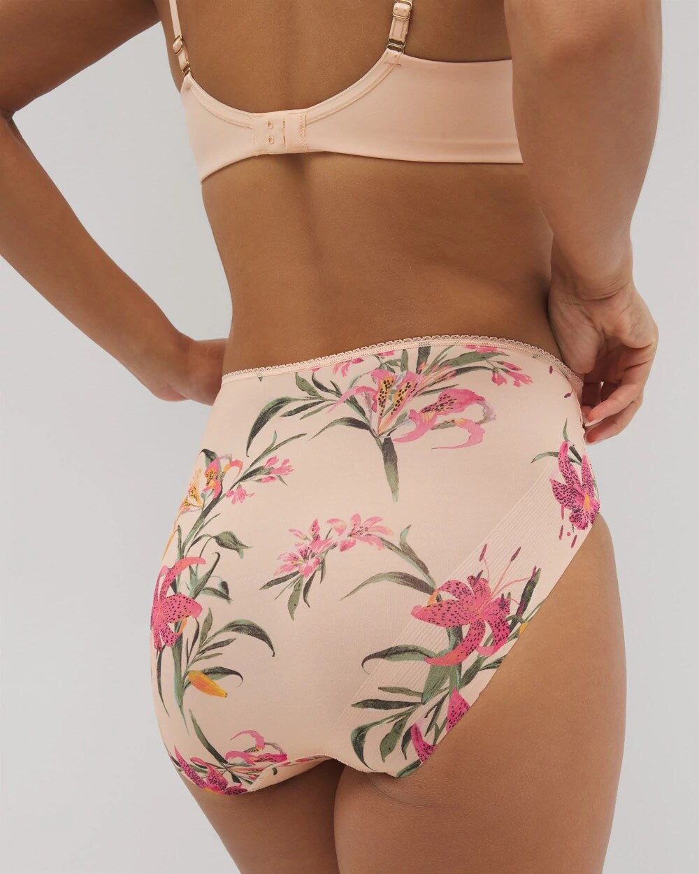 Vanishing Edge Microfiber Modern Brief Panty with Lace - LE TIGRE FLORA MINI PEACH | Soma Women