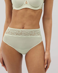 Vanishing Edge Microfiber Modern Brief Panty with Lace - ALOE WASH | Soma Women