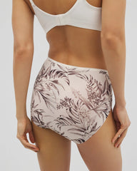 Vanishing Edge Microfiber Modern Brief Panty with Lace - PALM PERFECT M CHAMPAGNE | Soma Women
