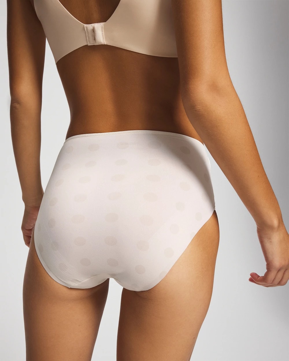 Tummy Modern Brief Panty with Lace - DRAMA DOTS CHAMPAGNE | Soma Women