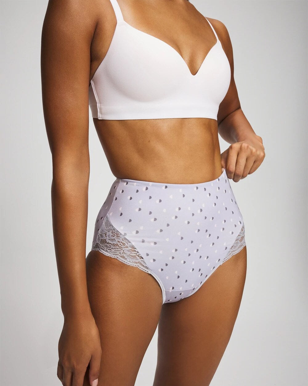 Tummy High-Waist Brief Panty with Lace - HALF MOON BLUE OPAL | Soma Women