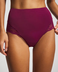 Tummy High-Waist Brief Panty with Lace - POMEGRANATE WINE | Soma Women