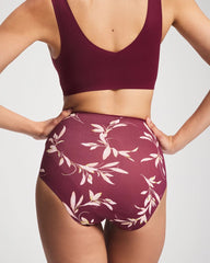 Tummy High-Waist Brief Panty with Lace - LUXURIOUS LEAVES M PLUM | Soma Women