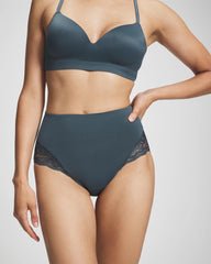 Tummy High-Waist Brief Panty with Lace - PETROL | Soma Women