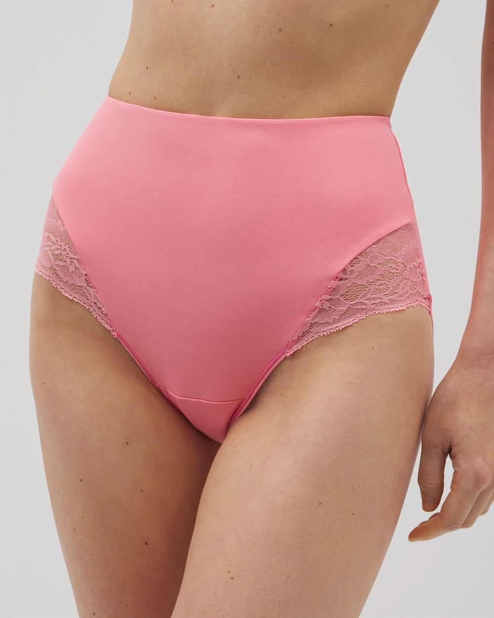 Tummy High-Waist Brief Panty with Lace - PINK GUAVA | Soma Women