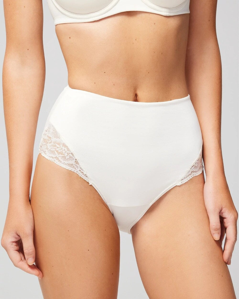 High-Waist Brief Panty with Lace - IVORY | Soma Women