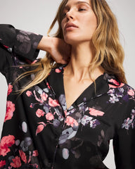 Long Sleeve Notch Collar Pajama Top - FLORAL DREAMS GRAND BLACK | Soma Women