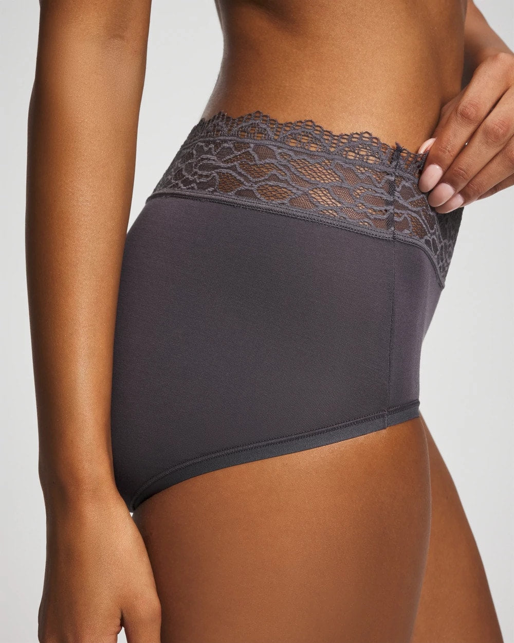 Brief Panty with Enchanting Lace - GRAY INK | Soma Women