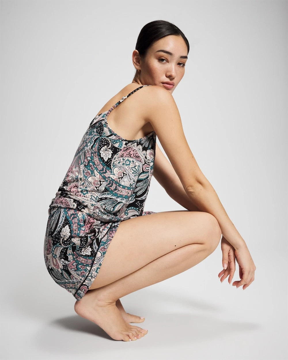 Relaxed Piped Pajama Short - REGAL PAISLEY BLACK | Soma Women
