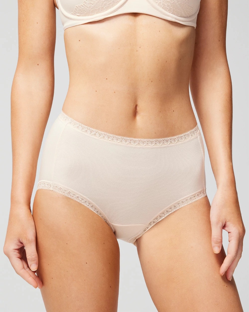 Cotton Brief Panty with Lace Trim - PALE SAND | Soma Women