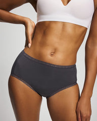 Cotton Brief Panty with Lace Trim - GRAY INK | Soma Women