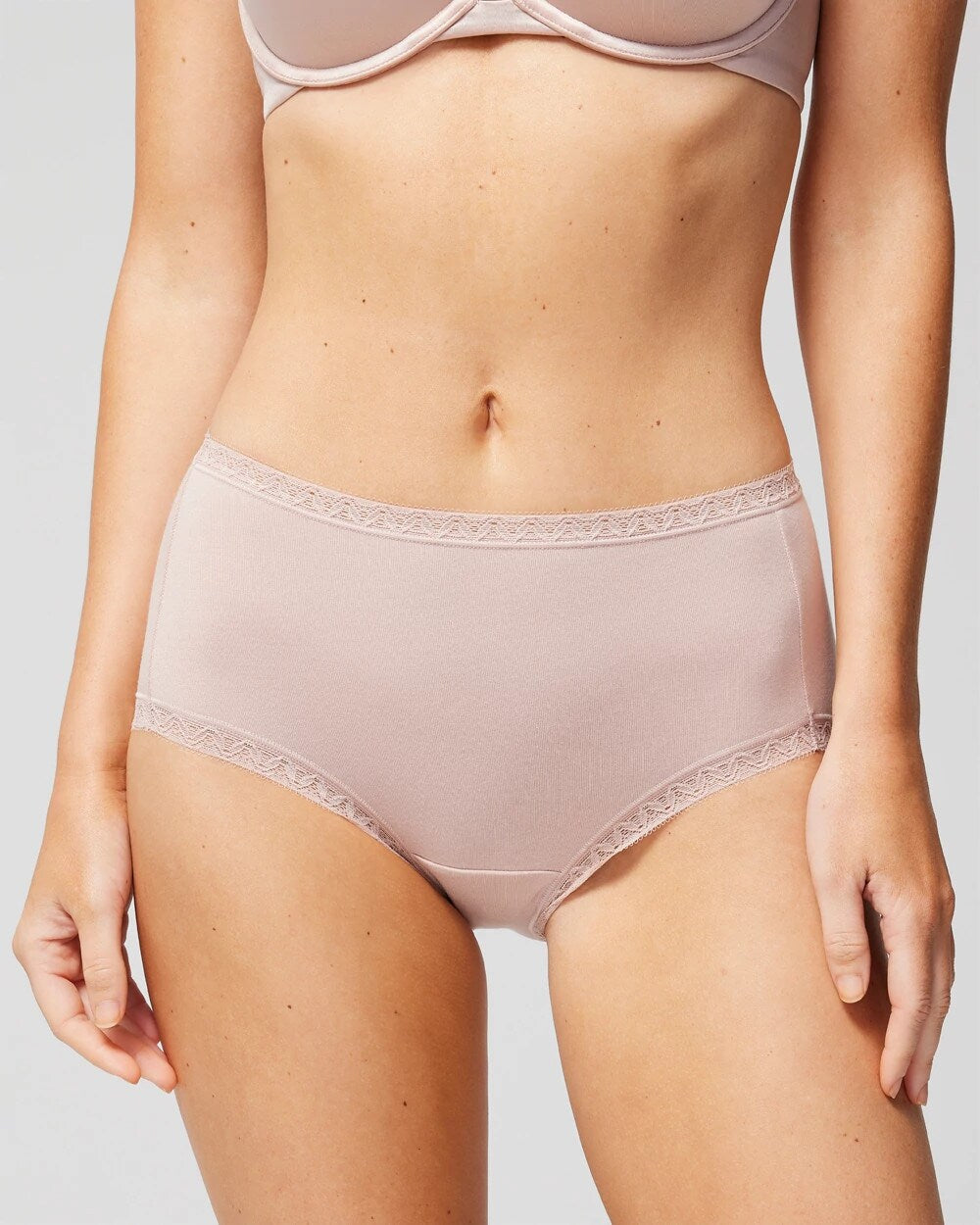 Cotton Brief Panty with Lace Trim - ADOBE ROSE | Soma Women