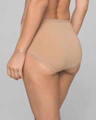 Cotton Brief Panty with Lace Trim - WARM AMBER | Soma Women