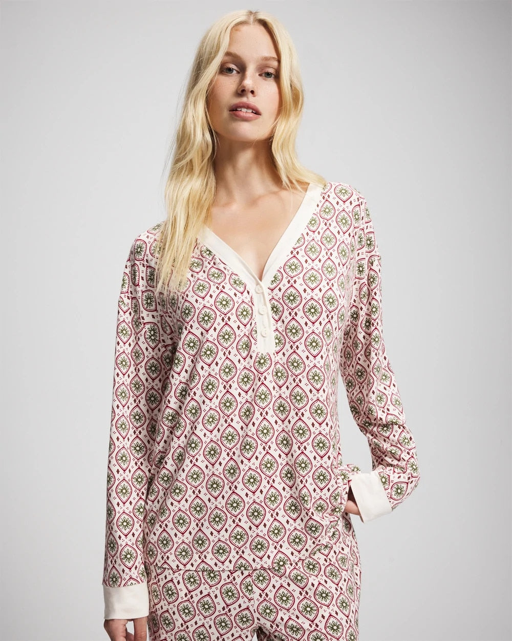 Long Sleeve Henley - PATTERNED PIECES CHAMP | Soma Women