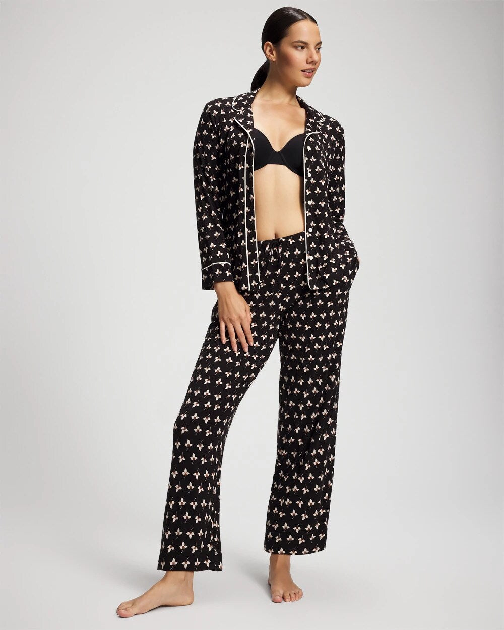 Ankle Pajama Pant - PEACEFUL PETALS BLACK | Soma Women