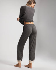 Lace Trim Pajama Pant - CHARCOAL HEATHER W/ SHINE | Soma Women