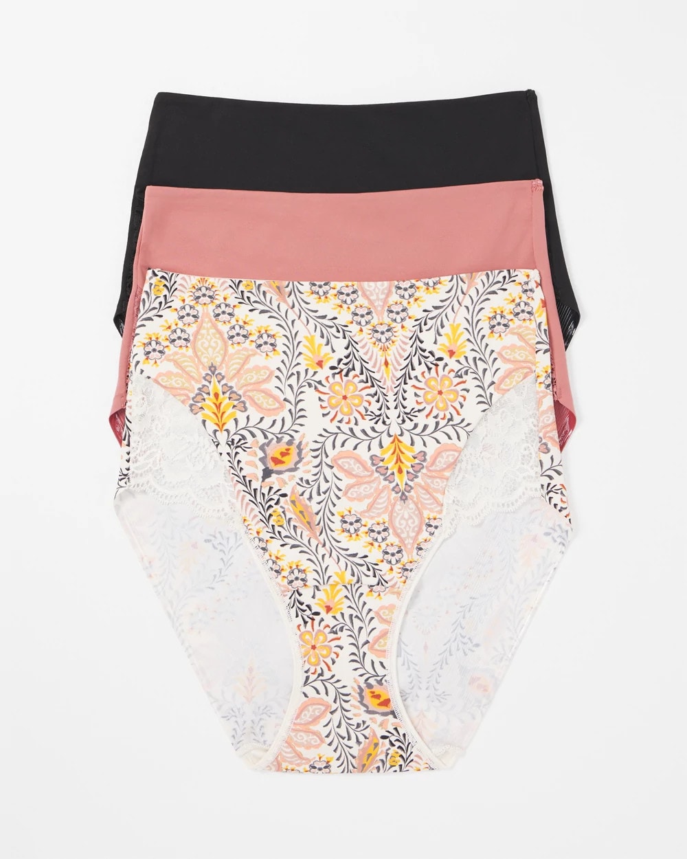Tummy High-Waist Brief Panty with Lace 3 Pack - VINE PAISLEY MULTIPACK | Soma Women