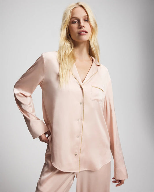 Long Sleeve Notch Collar Pajama Top - CAMEO ROSE | Soma Women