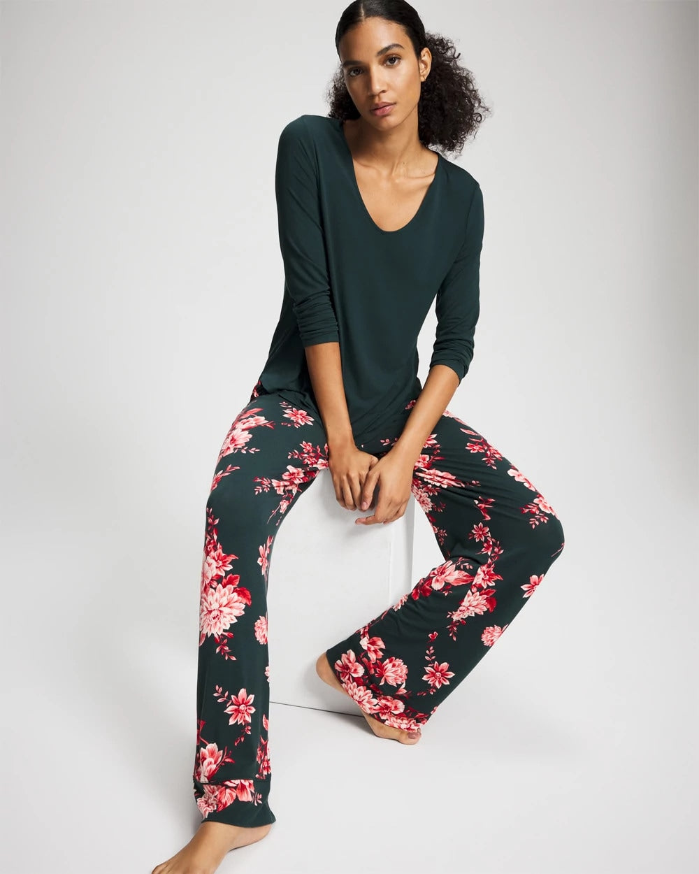 Classic Long Sleeve Pajama Top - GREEN JOLIE | Soma Women