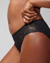 Cotton Blend Hipster Panty with Lace - BLACK | Soma Women