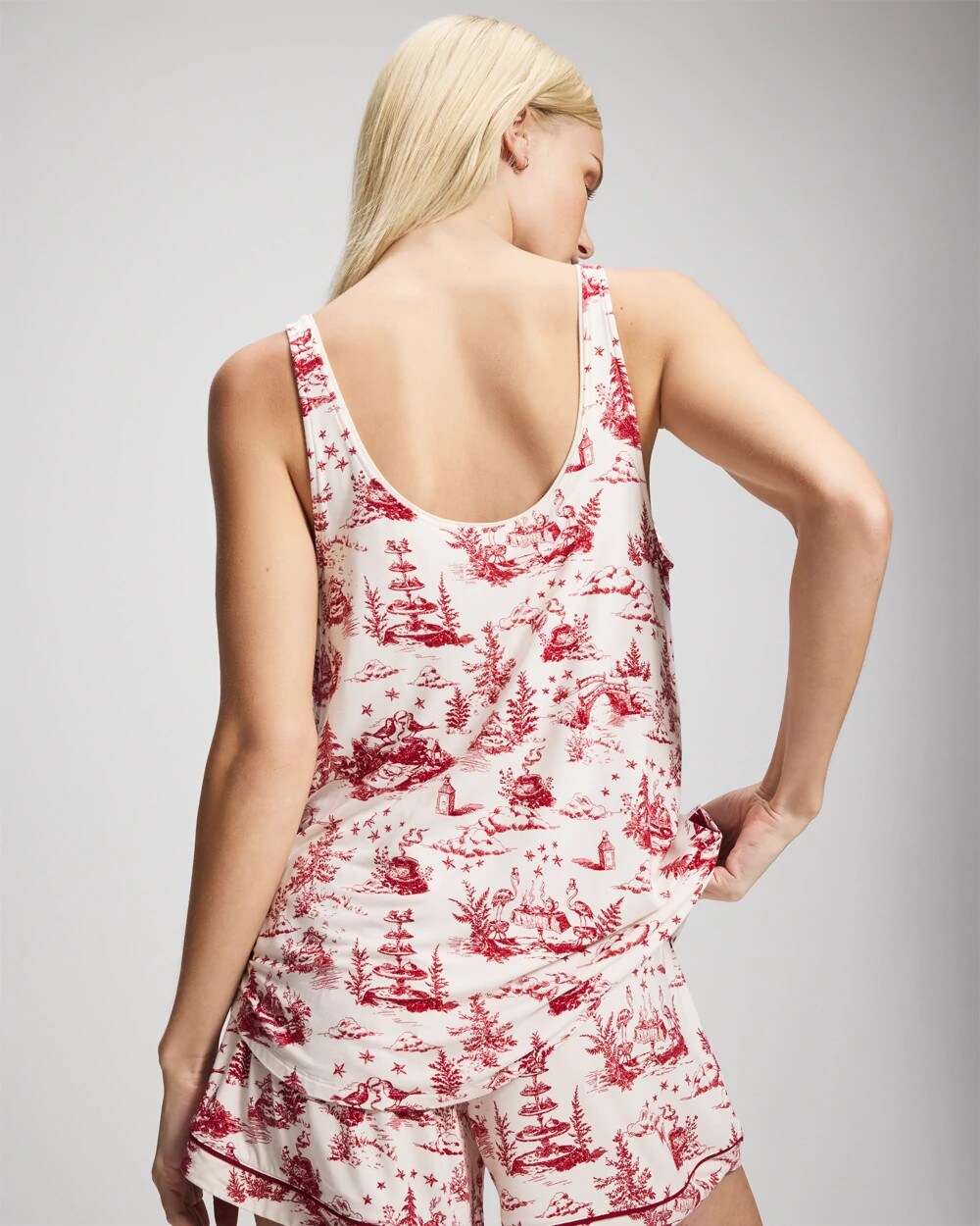 Pajama Tank With Piping - ENCHANTED TOILE CHAMPAGNE | Soma Women