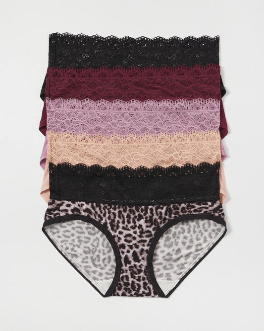 Hipster Panty with Super Soft Enchanting Lace 5 pack - DIVINE LEOPARD MULTI PACK | Soma Women