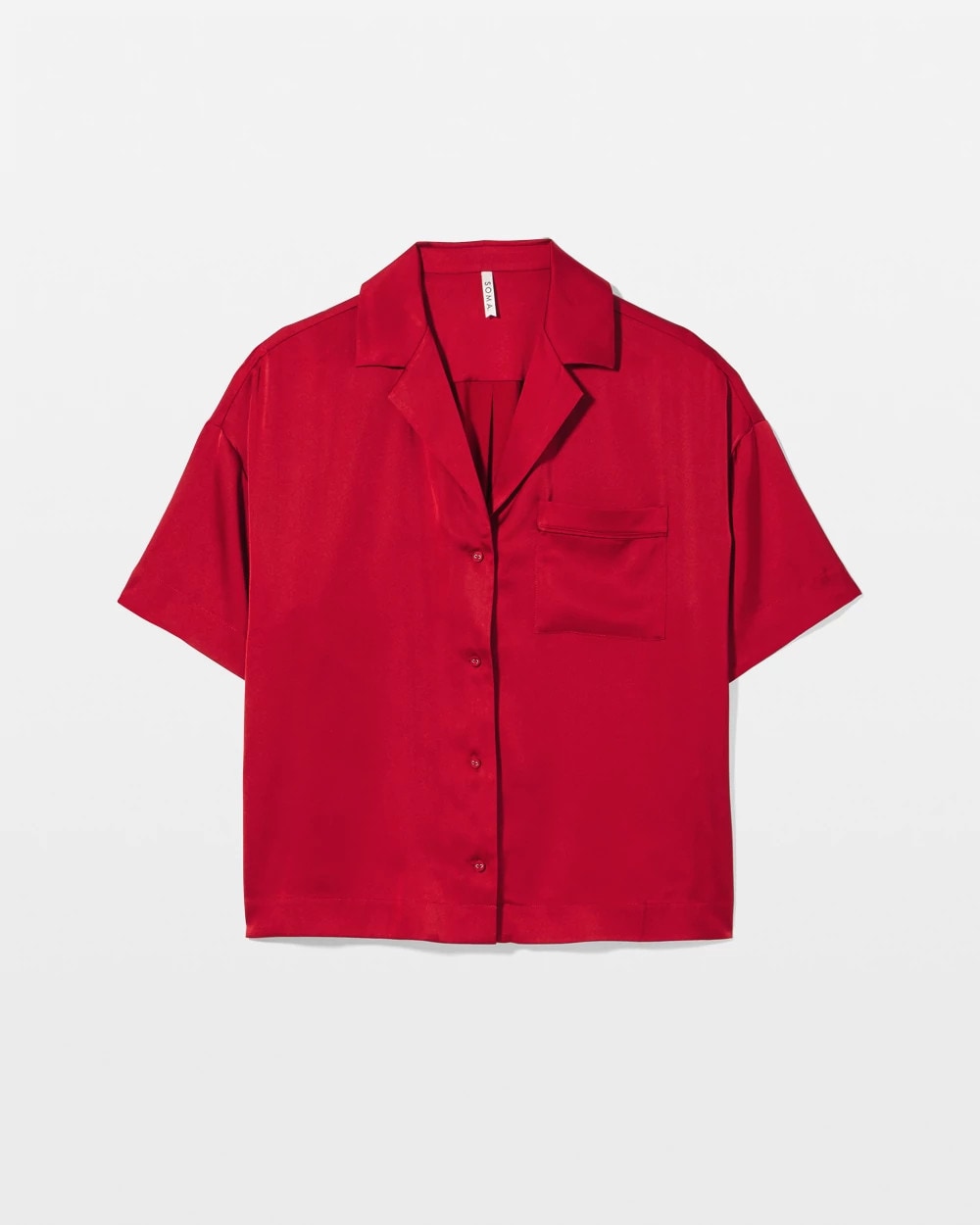 Short Sleeve Notch Collar Pajama Top - PAINT THE TOWN RED | Soma Women