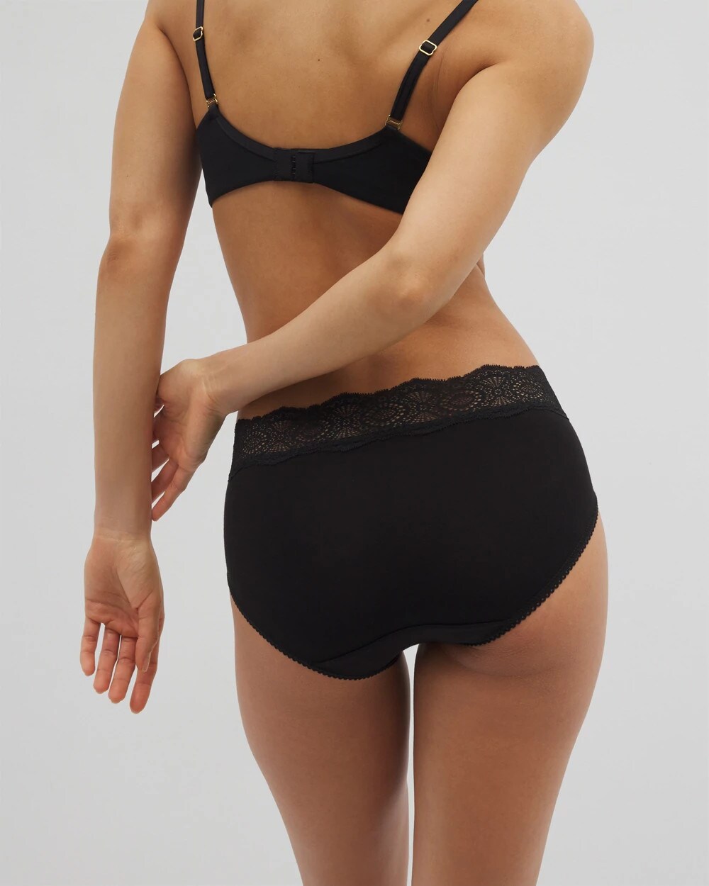 Embraceable Hipster Panty with Crochet Lace Waist - BLACK | Soma Women