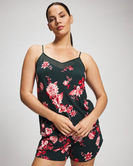 Mesh Trim Pajama Cami - COTTAGE FLORAL GREEN | Soma Women