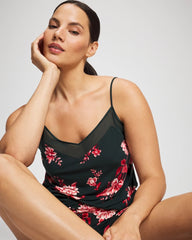 Mesh Trim Pajama Cami - COTTAGE FLORAL GREEN | Soma Women