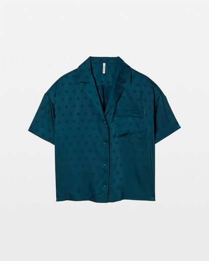 Jacquard Dot Relaxed Notch Collar Pajama Top - DRAMA DOTS DARK HARBOUR | Soma Women