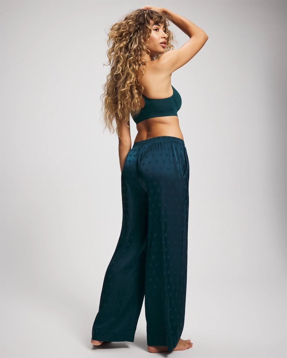 Jacquard Dot Satin Relaxed Pant - DRAMA DOTS DARK HARBOUR | Soma Women