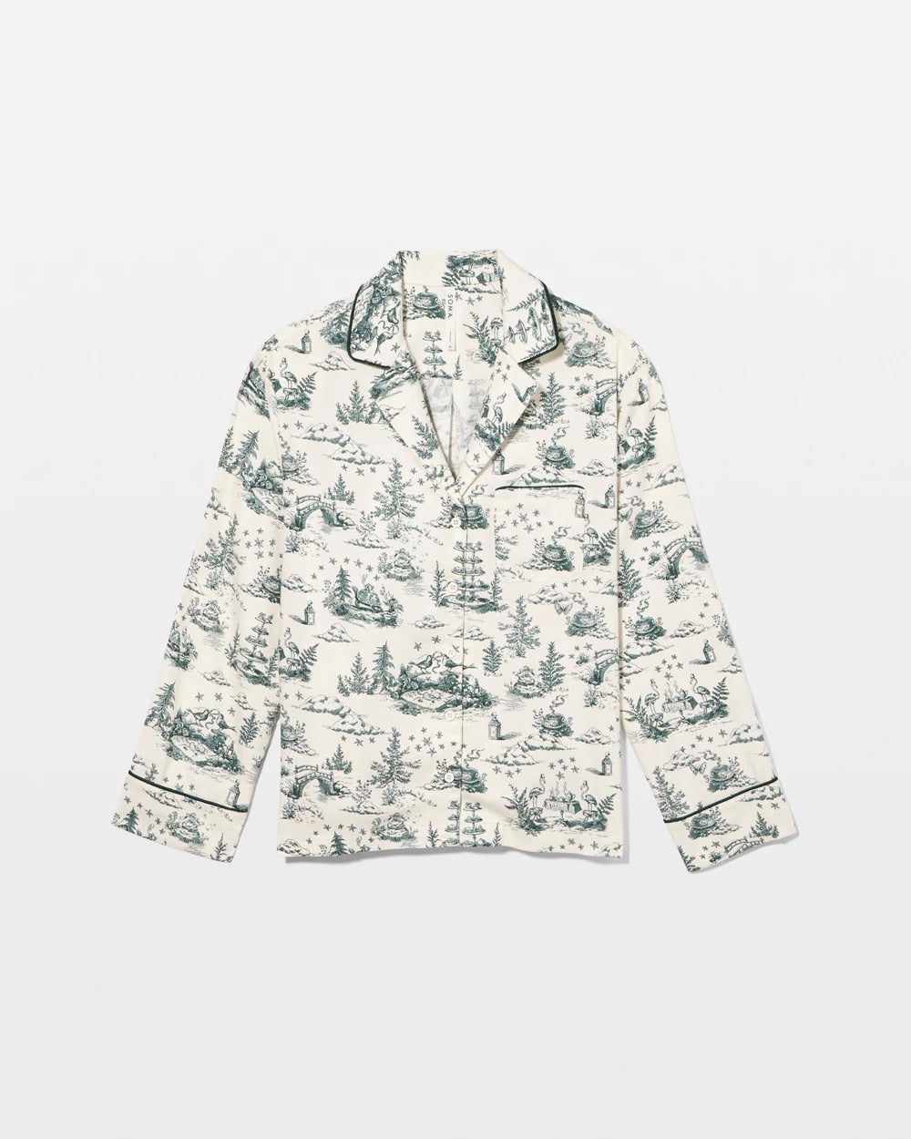Long-Sleeve Notch Collar Pajama Top - ENCHANTED TOILE GREEN | Soma Women