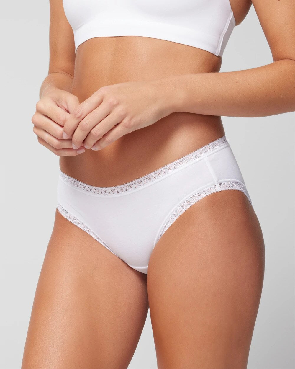 Cotton Hipster Panty with Lace Trim - OPTIC WHITE | Soma Women
