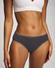 Cotton Hipster Panty with Lace Trim - GRAY INK | Soma Women