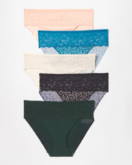 Edge Hipster Panty with Lace 5 Pack - LUSH EMERALD MULTI PACK | Soma Women