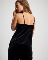 Velvet Lace Trim Pajama Cami - BLACK | Soma Women