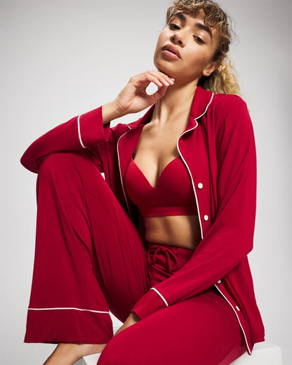 Pajama Pant w/ Cuff and Piping - PAINT THE TOWN RED | Soma Women