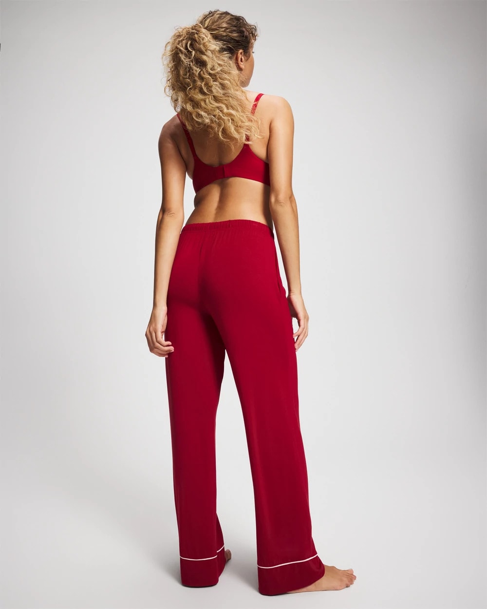 Pajama Pant w/ Cuff and Piping - PAINT THE TOWN RED | Soma Women