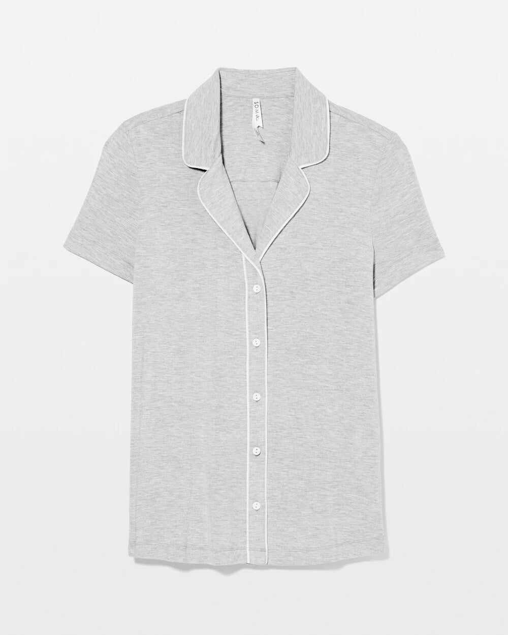 Solid Short Sleeve Notch Collar Pajama Top - HEATHER OPAL GRAY | Soma Women