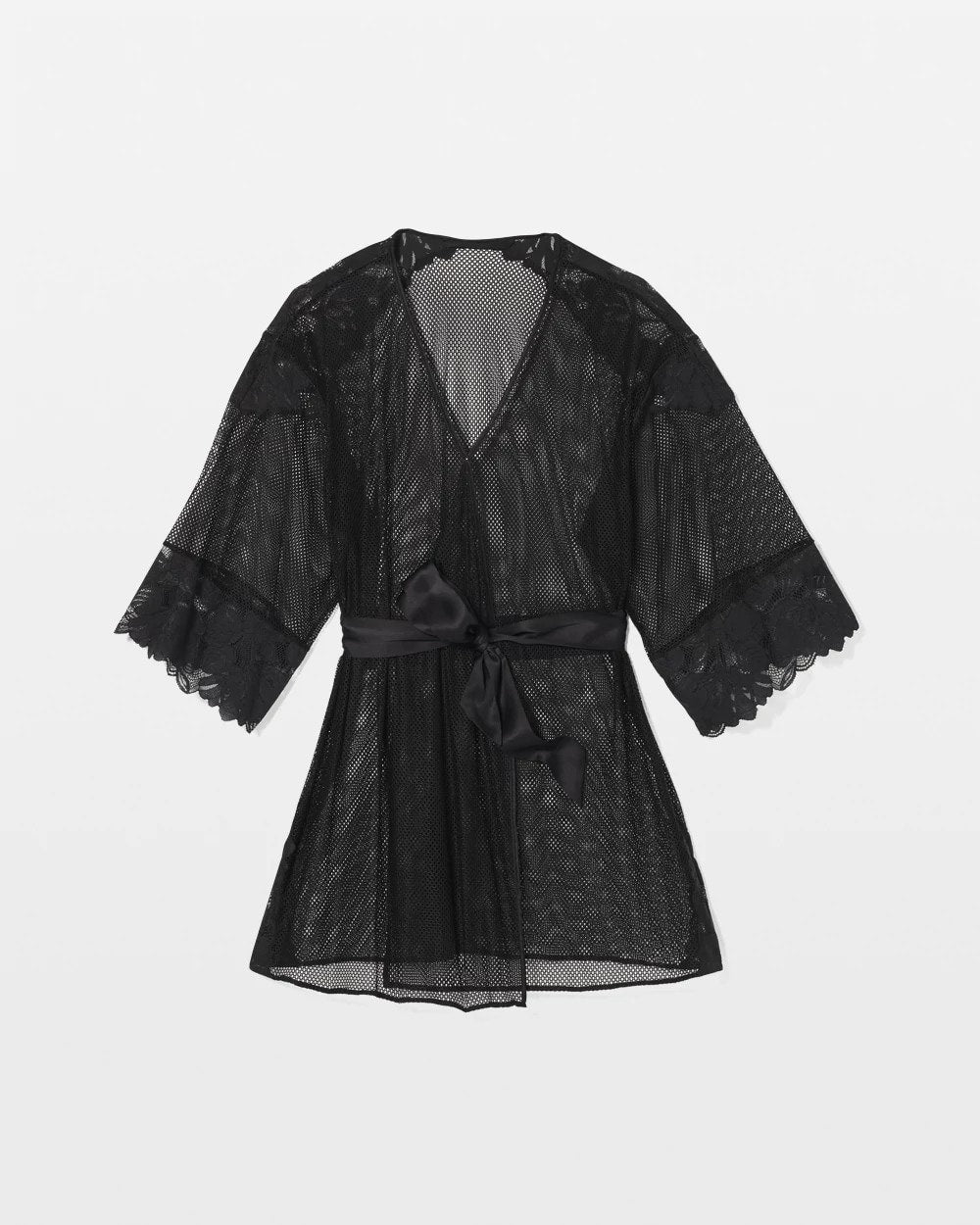 Robe with Mesh and Lace - BLACK | Soma Women