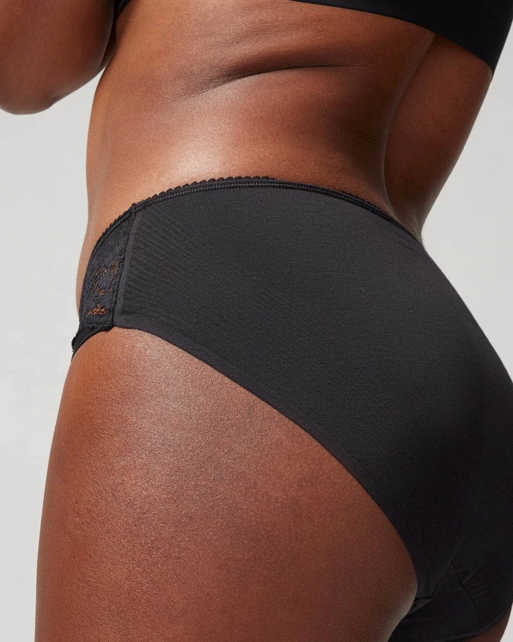 Cotton Blend High-Leg Panty with Lace - BLACK | Soma Women